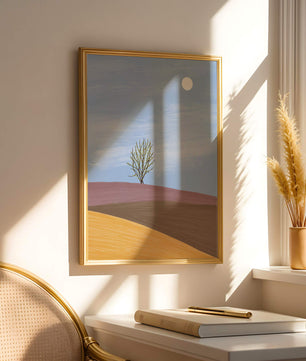 Serene Landscape with Lone Tree and Elegant Horizon