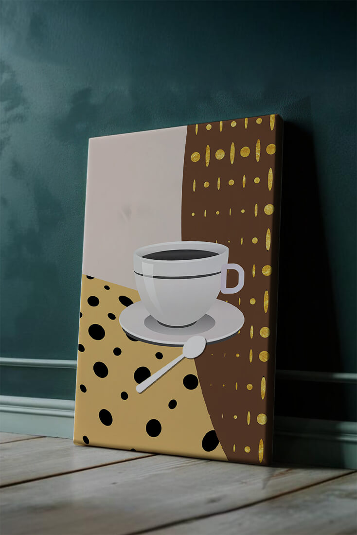 Contemporary Coffee Art with Geometric Patterns and Gold Accents - Mi tienda