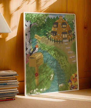 Paysage charmant avec une maison unique et un jardin luxuriant