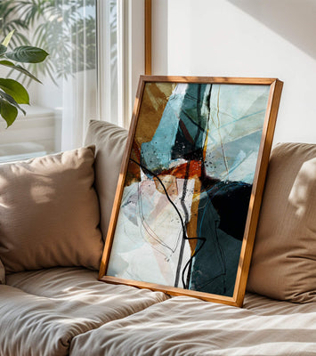 Abstract watercolor artwork with dynamic lines and colors