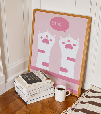 Playful cat paws illustration with speech bubble saying 