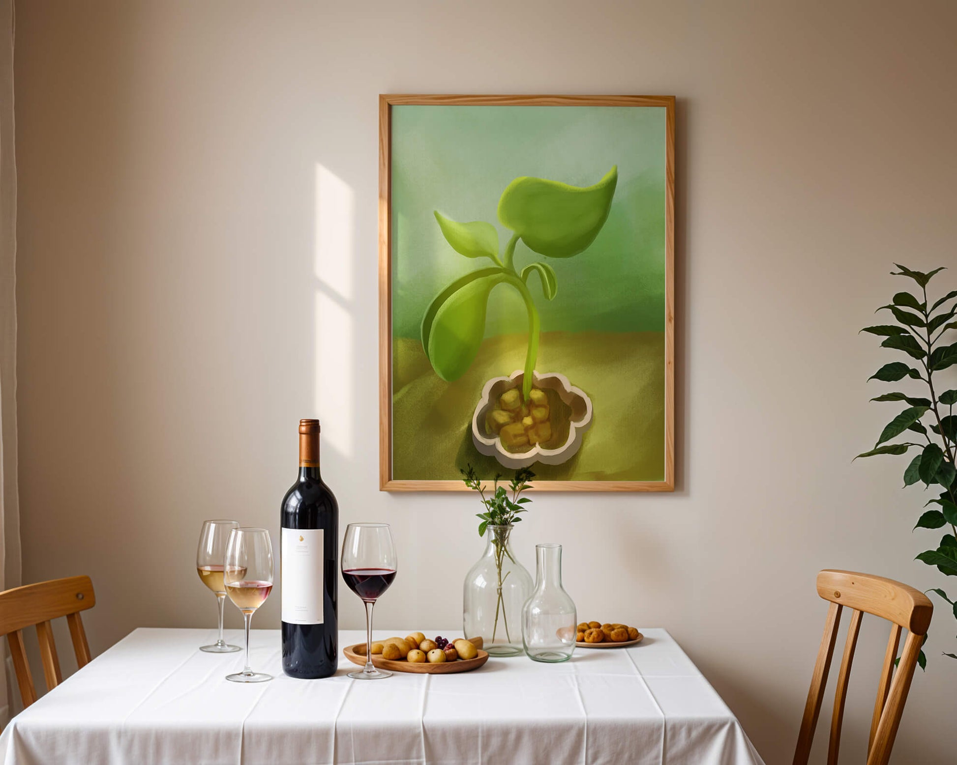 Young Green Plant Emerging from the Soil