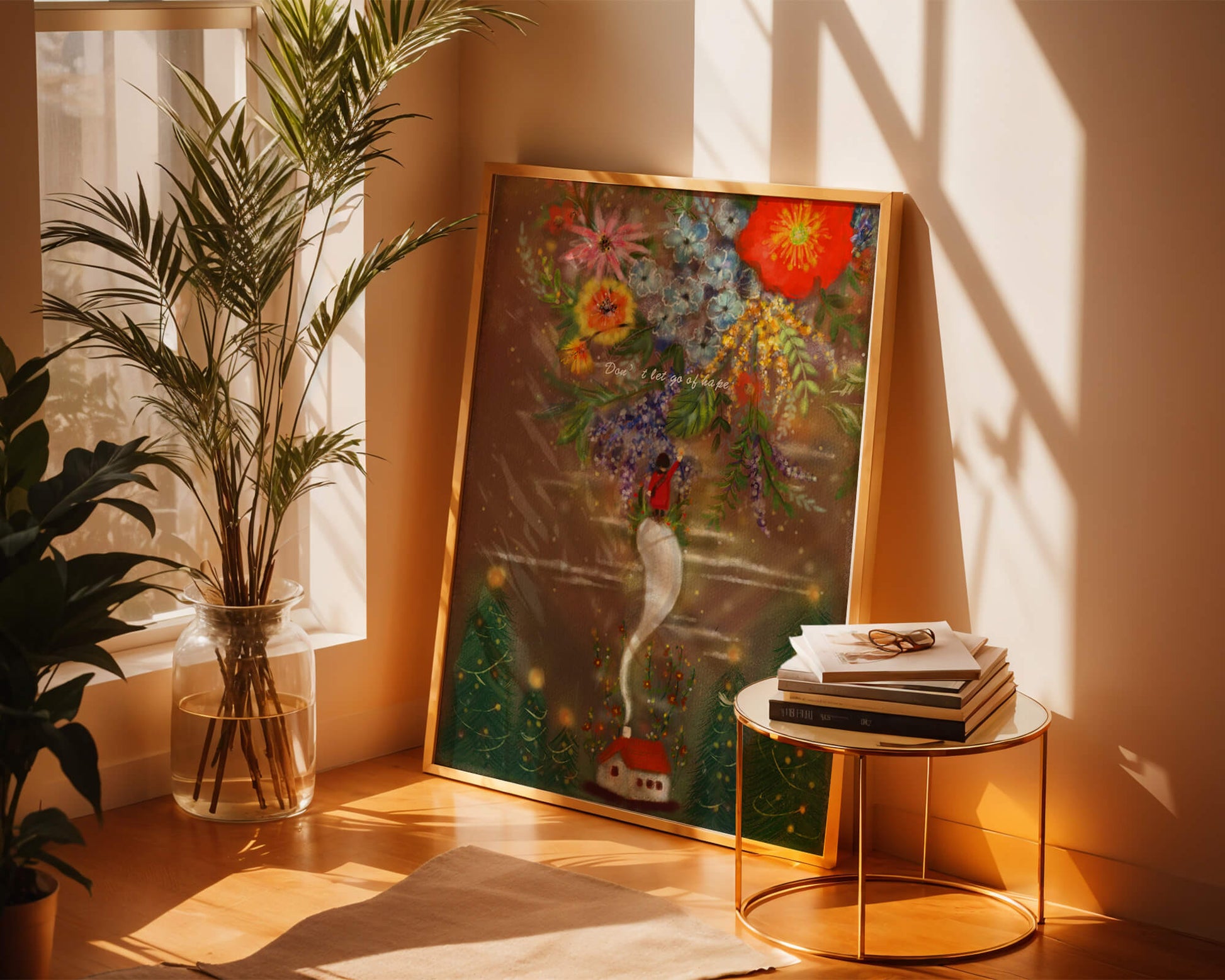 Charming illustration of floral fantasy scene