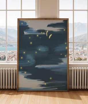 Ciel nocturne abstrait avec lucioles lumineuses