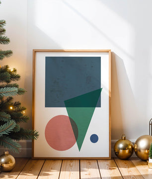 Abstract Geometric Composition with Overlapping Shapes on Textured Background - Mi tienda