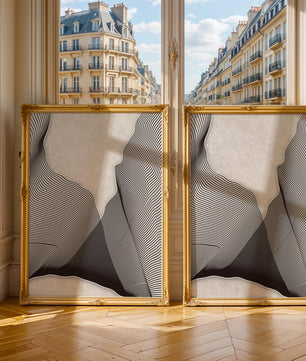 Motif ondulé abstrait noir et blanc sur fond texturé