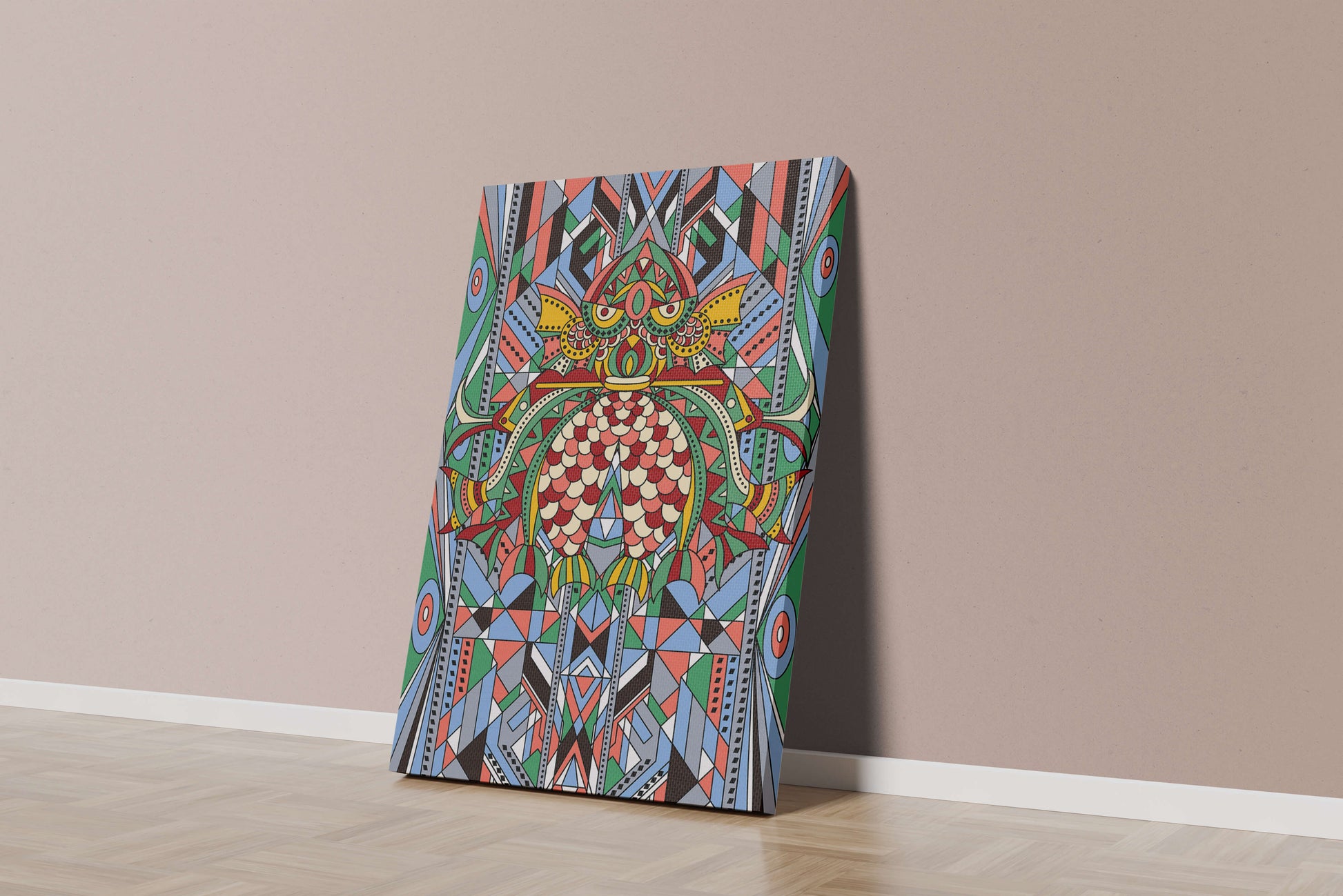 Colorful Geometric Pattern with Symmetrical Design and Abstract Motif