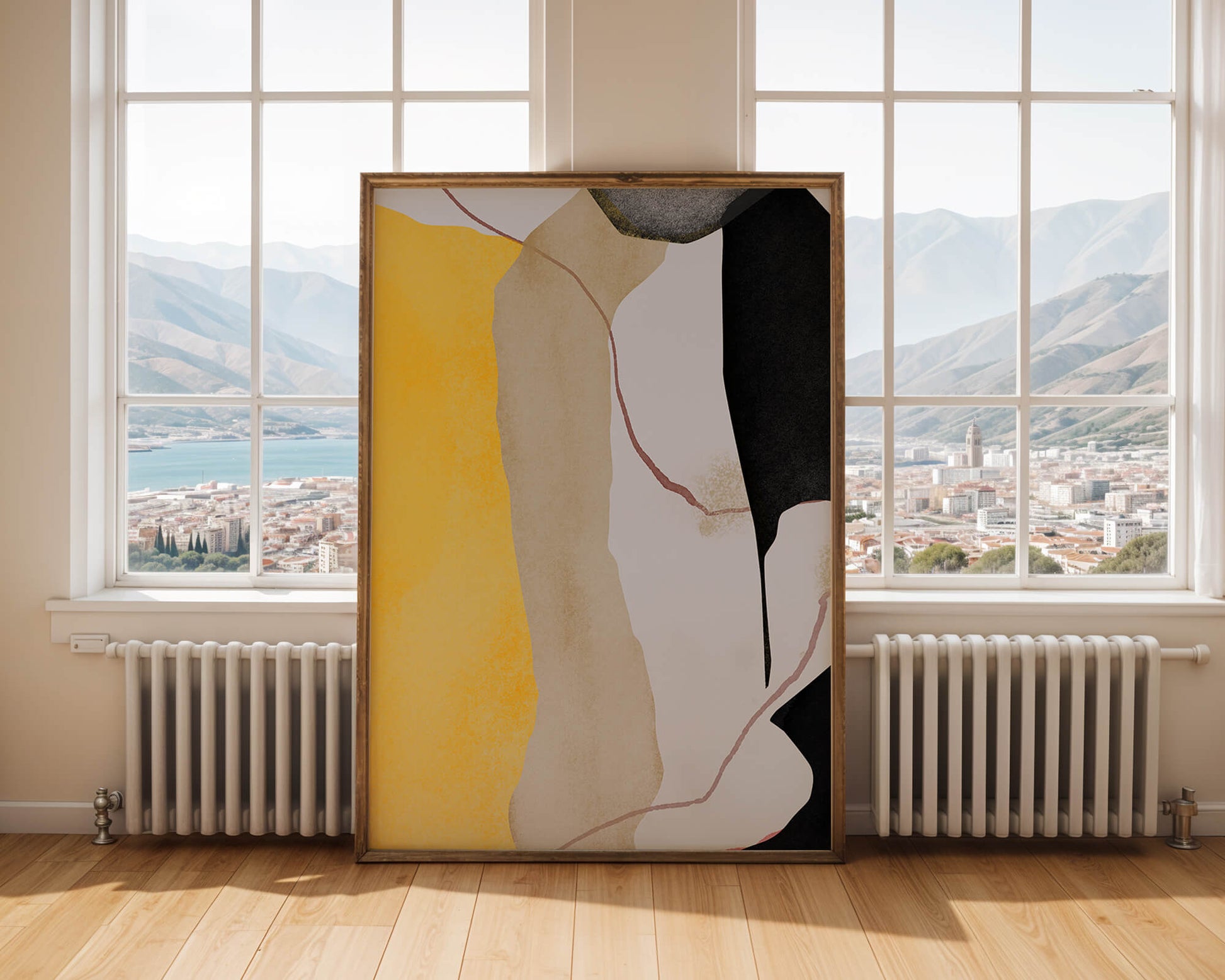 Abstract Composition with Geometric Shapes and Earth Tones