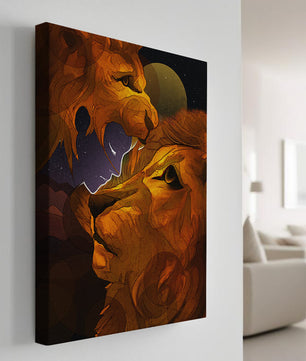 Majestic Lion Illustration in Cosmic Night Setting