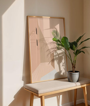 Moderne minimalistische Architekturszene mit Palmblatt