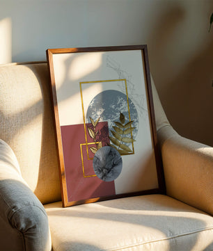 Abstract Composition with Gold Accents and Geometric Shapes - Mi tienda