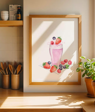 Refreshing berry smoothie with fresh strawberries and blueberries