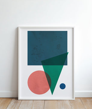 Abstract Geometric Composition with Overlapping Shapes on Textured Background - Mi tienda