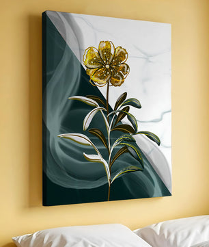 Elegant golden flower art with abstract background