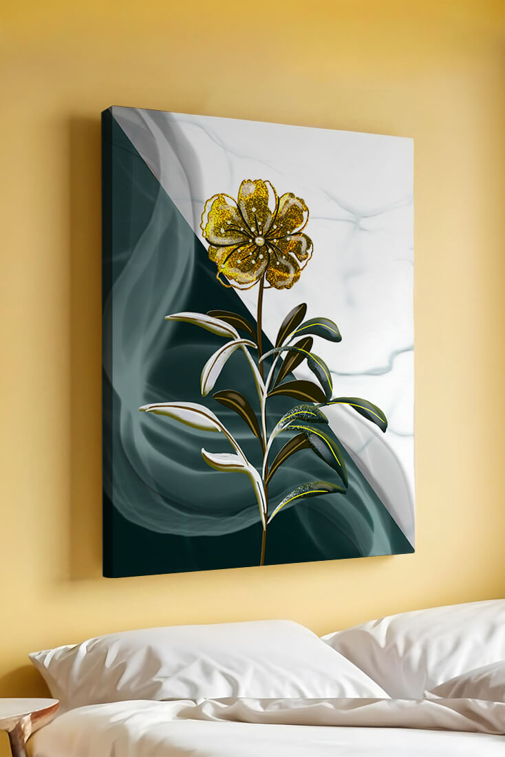 Elegant golden flower art with abstract background