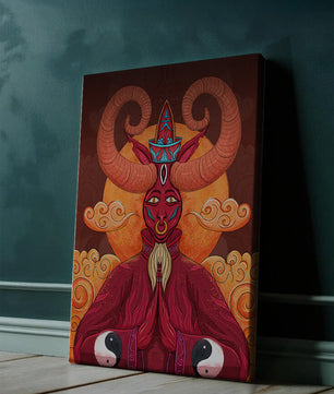 Mythical creature artwork with intricate patterns and symbolism