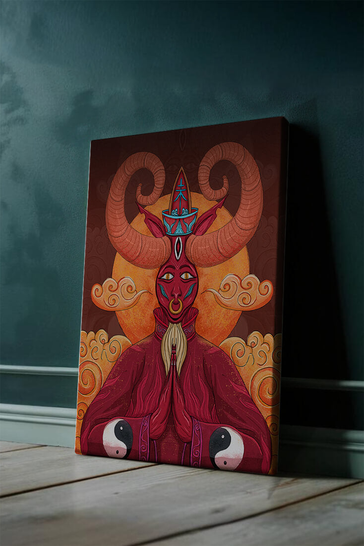 Mythical creature artwork with intricate patterns and symbolism