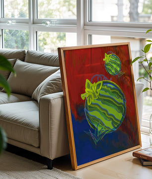 Obra de arte abstracta de sandía colorida con fondo vibrante