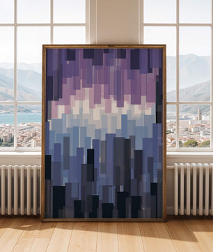 Abstrakter pixeliger Farbverlauf mit Blau- und Lilatönen