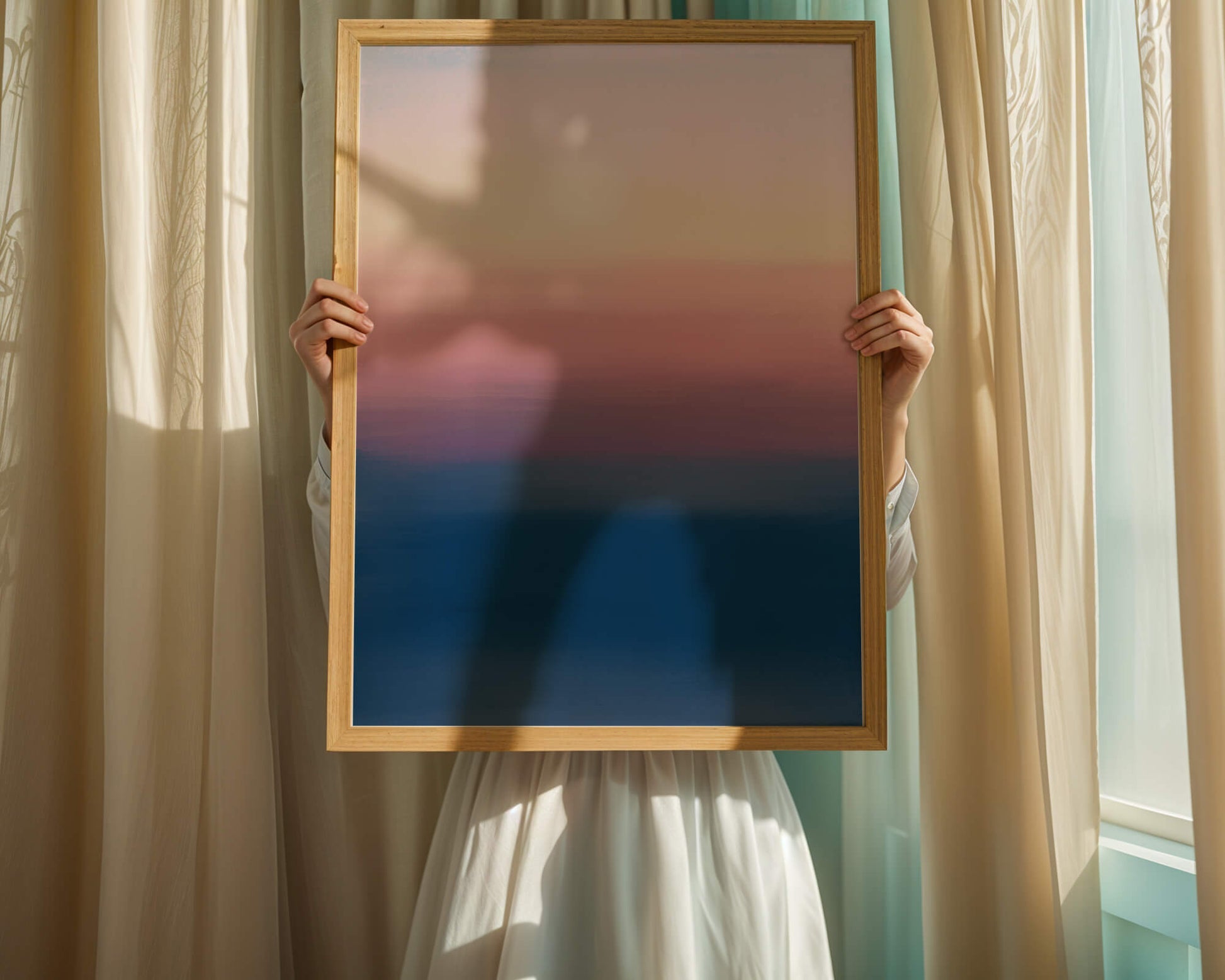 Atardecer abstracto y tranquilo sobre el océano con cielo degradado