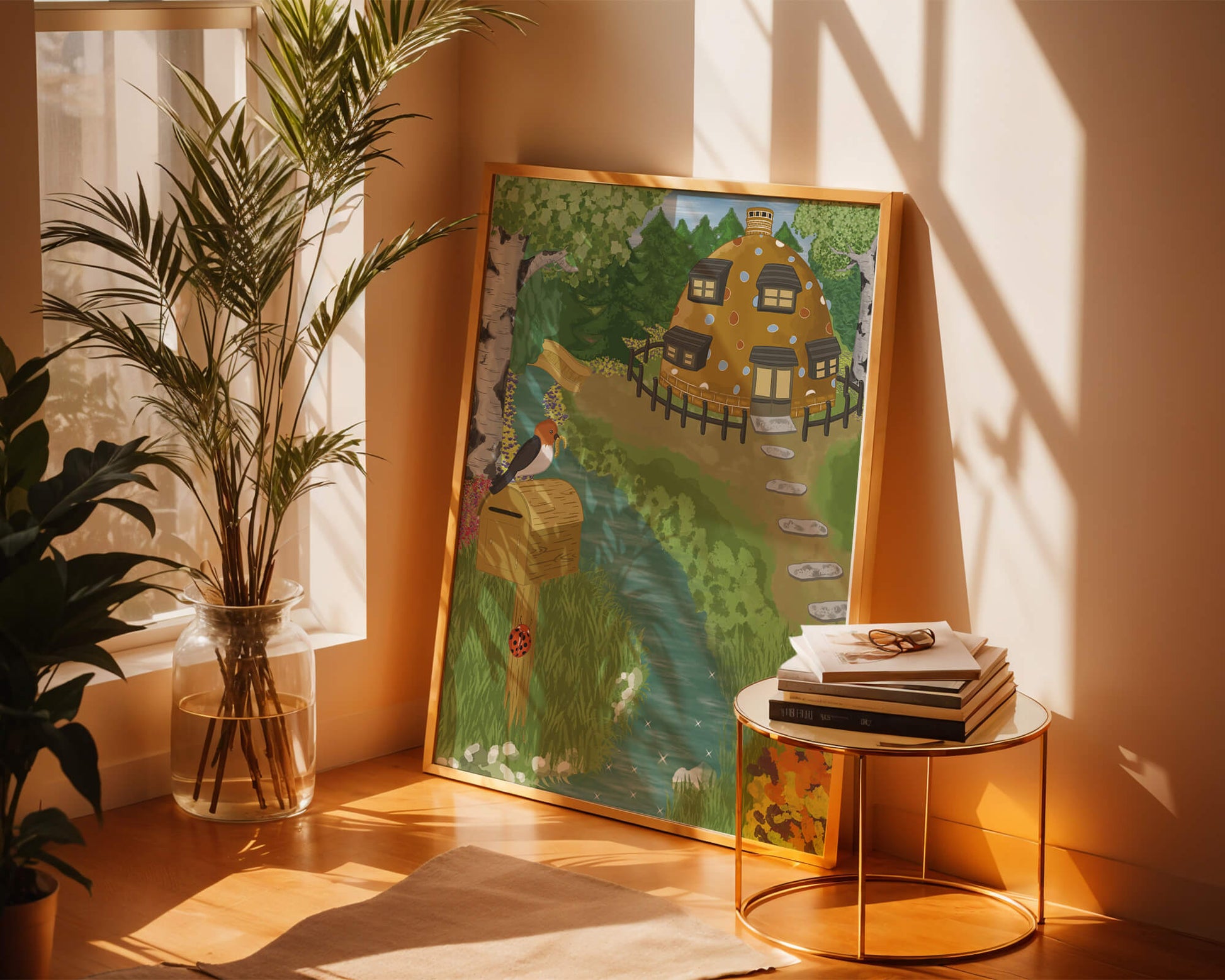 Paysage charmant avec une maison unique et un jardin luxuriant