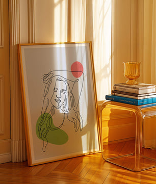 Line Art Portrait with Abstract Shapes in Minimalist Style - Mi tienda