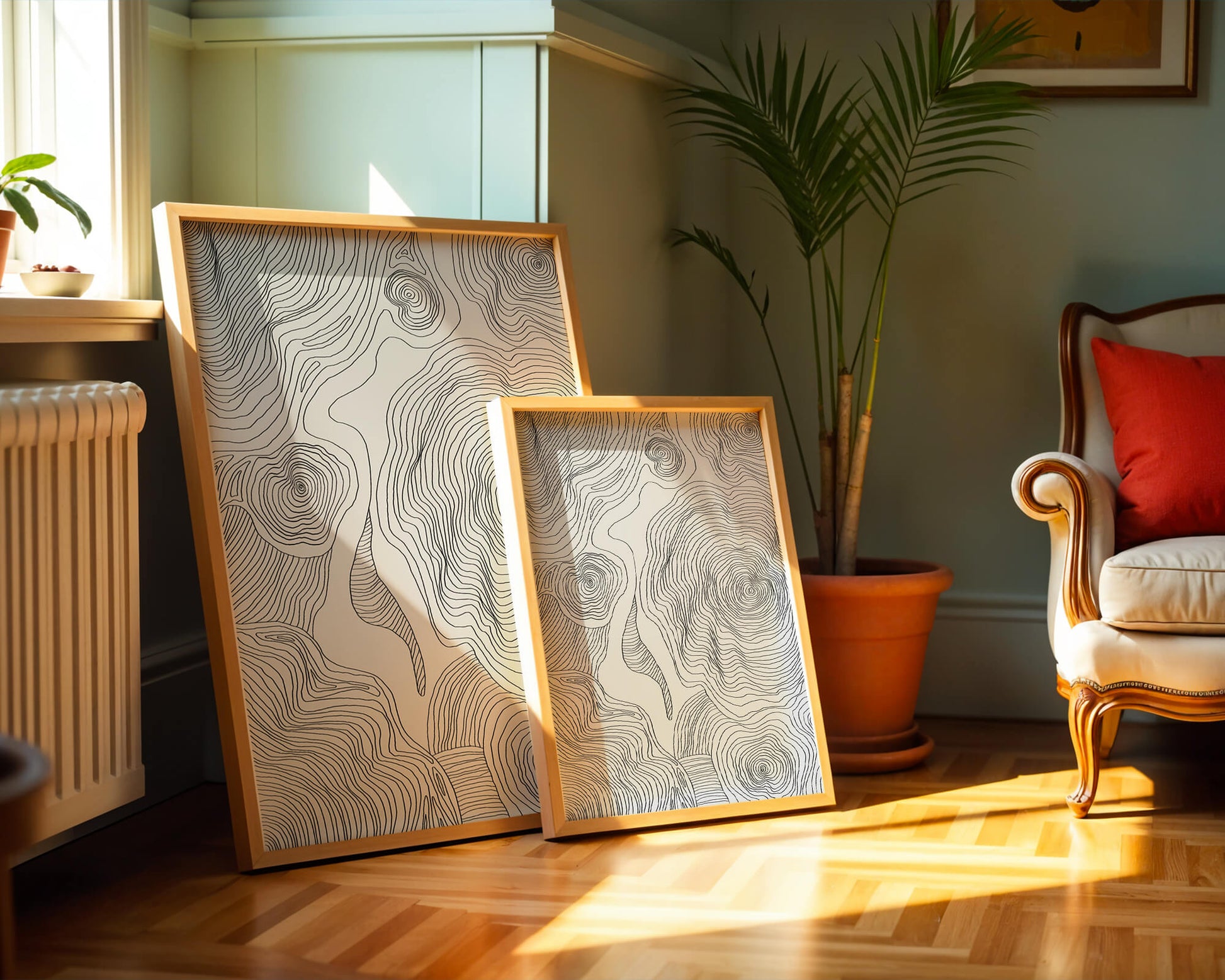 Art linéaire topographique abstrait avec des motifs tourbillonnants