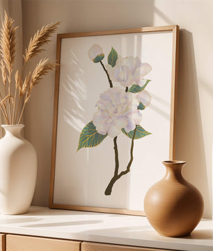 Delicate blooming flowers with lush leaves in elegant design