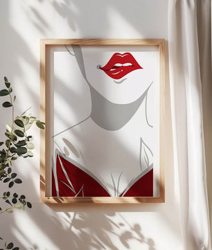 Minimalist Art with Red Lips and Elegant Dress - Mi tienda