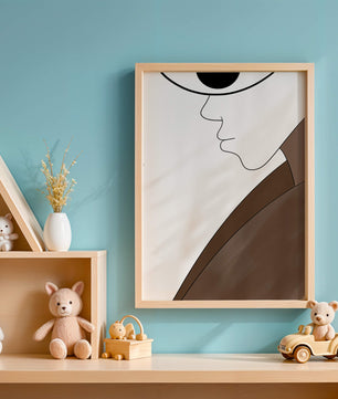 Abstract Portrait with Minimalist Lines and Brown Tones - Mi tienda