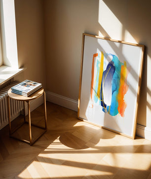 Abstract Watercolor Art with Vibrant Colors and Gold Accents - Mi tienda