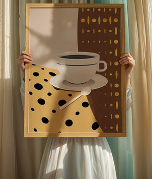 Contemporary Coffee Art with Geometric Patterns and Gold Accents - Mi tienda