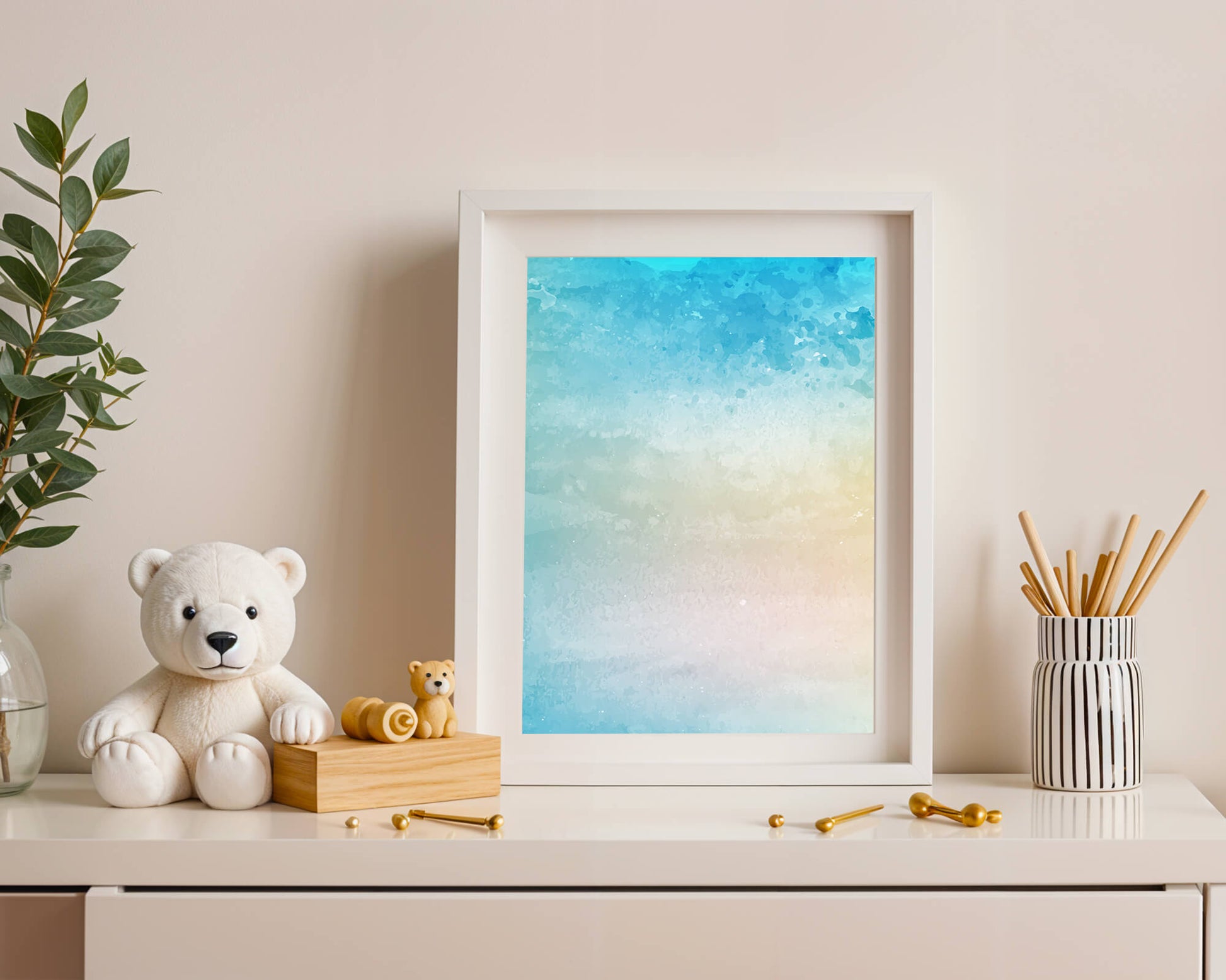 Pastel watercolor background with blue and beige gradient