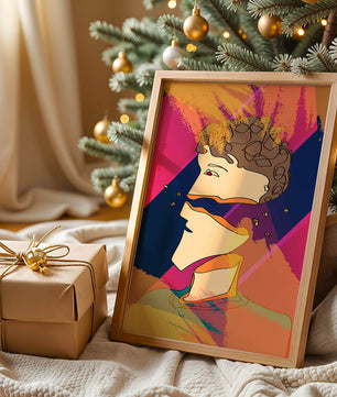 Colorful Abstract Portrait with Geometric and Golden Elements - Mi tienda