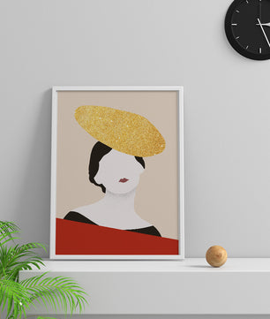 Abstract Portrait of a Woman with a Gold Hat - Mi tienda