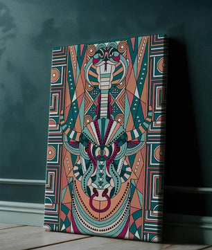 Colorful Geometric Animal and Snake Art Design with Tribal Patterns