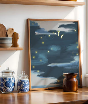 Ciel nocturne abstrait avec des éléments lumineux