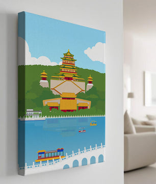 Traditional Chinese architecture by a serene lake