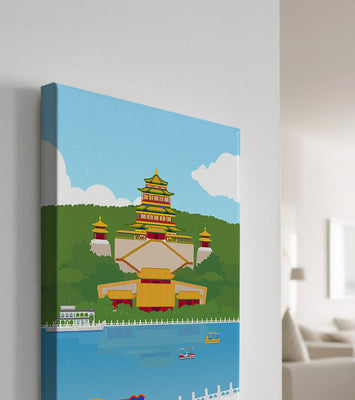 Traditional Chinese architecture by a serene lake