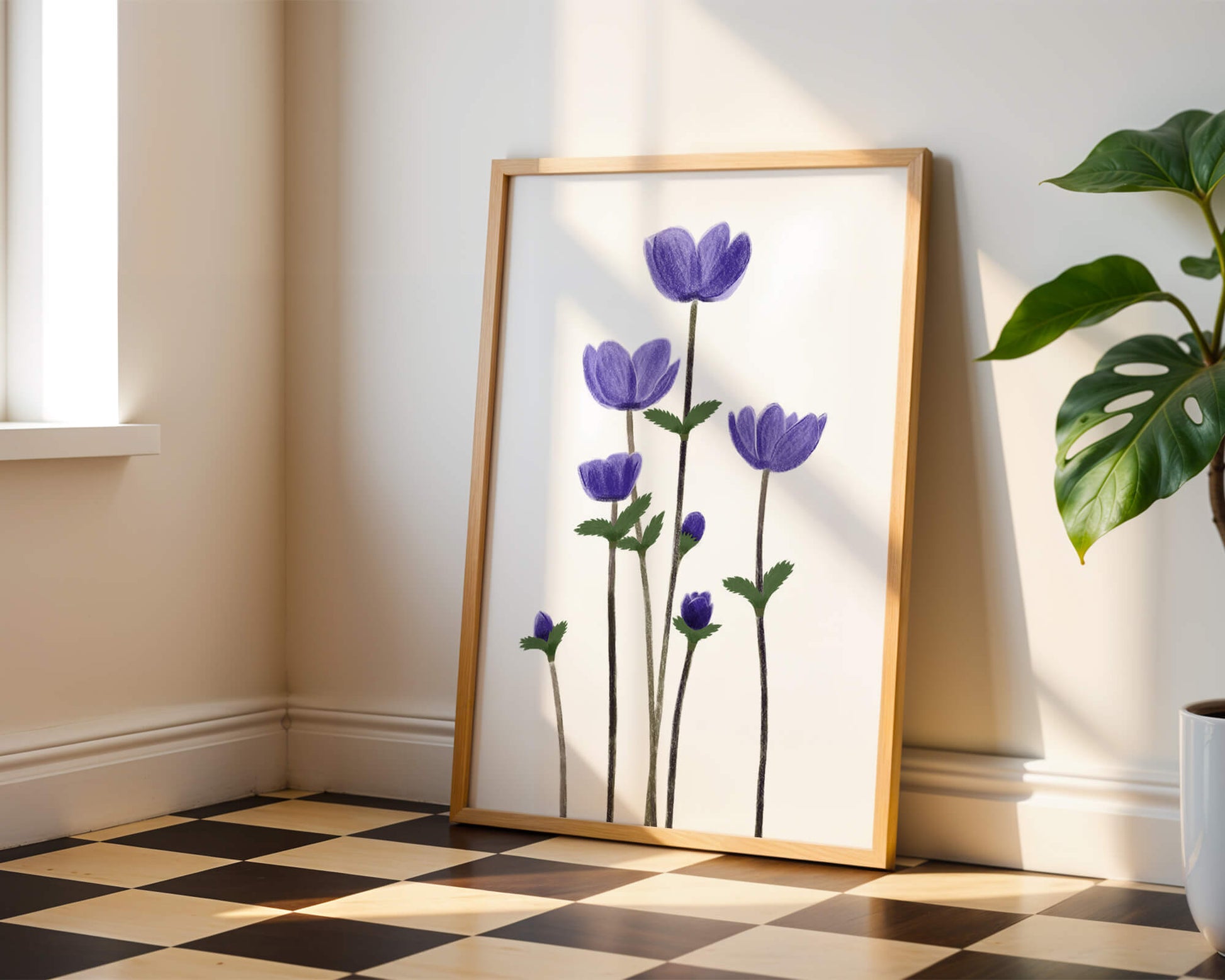 Flores púrpuras elegantes en un fondo oscuro