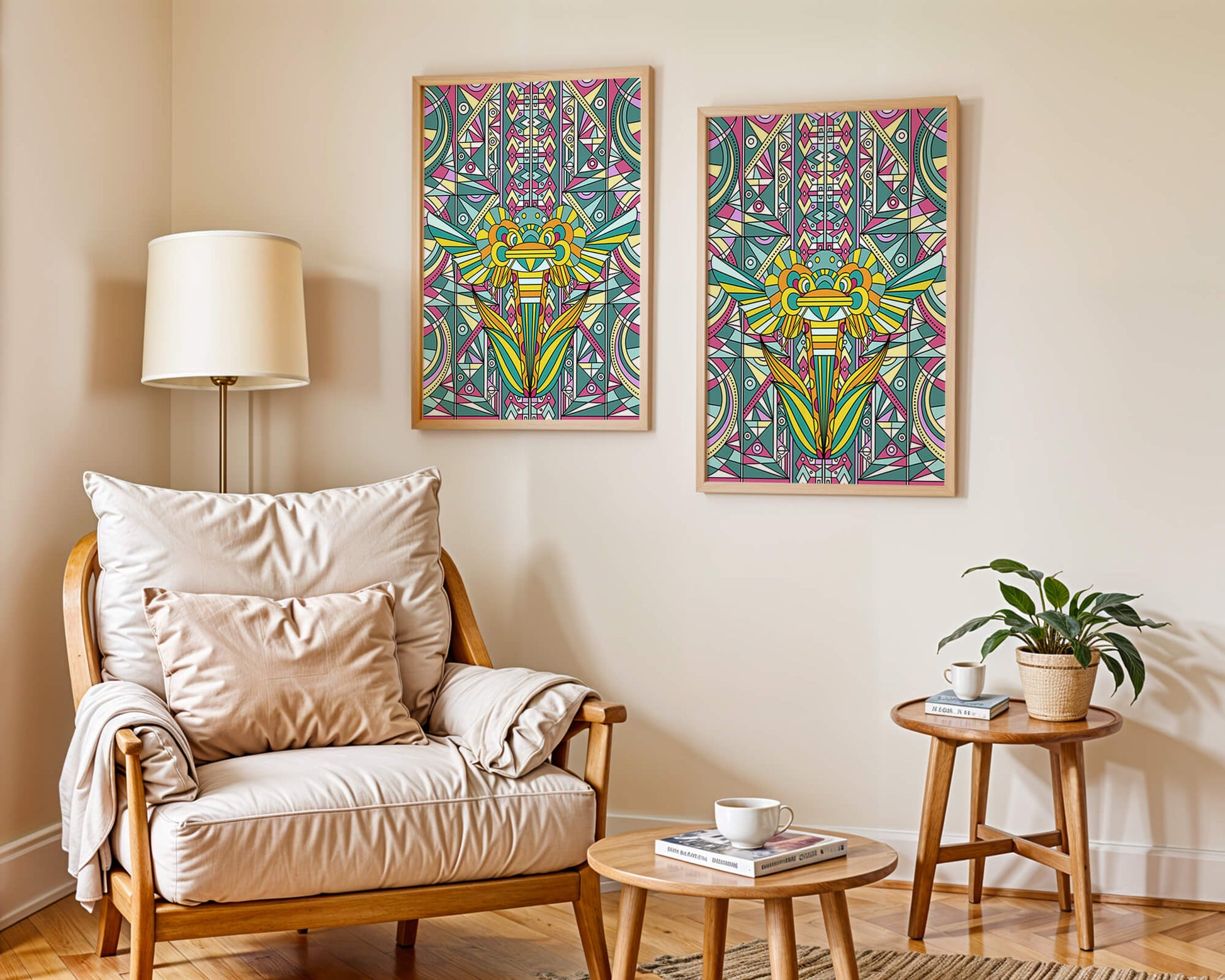 Elefante geométrico abstracto con colores vibrantes