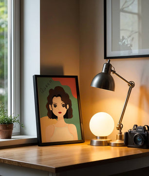 Stylized illustration of a confident woman with abstract background
