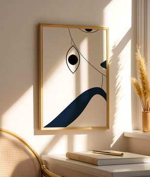 Abstract Minimalist Art with Geometric Shapes and Earring Detail - Mi tienda