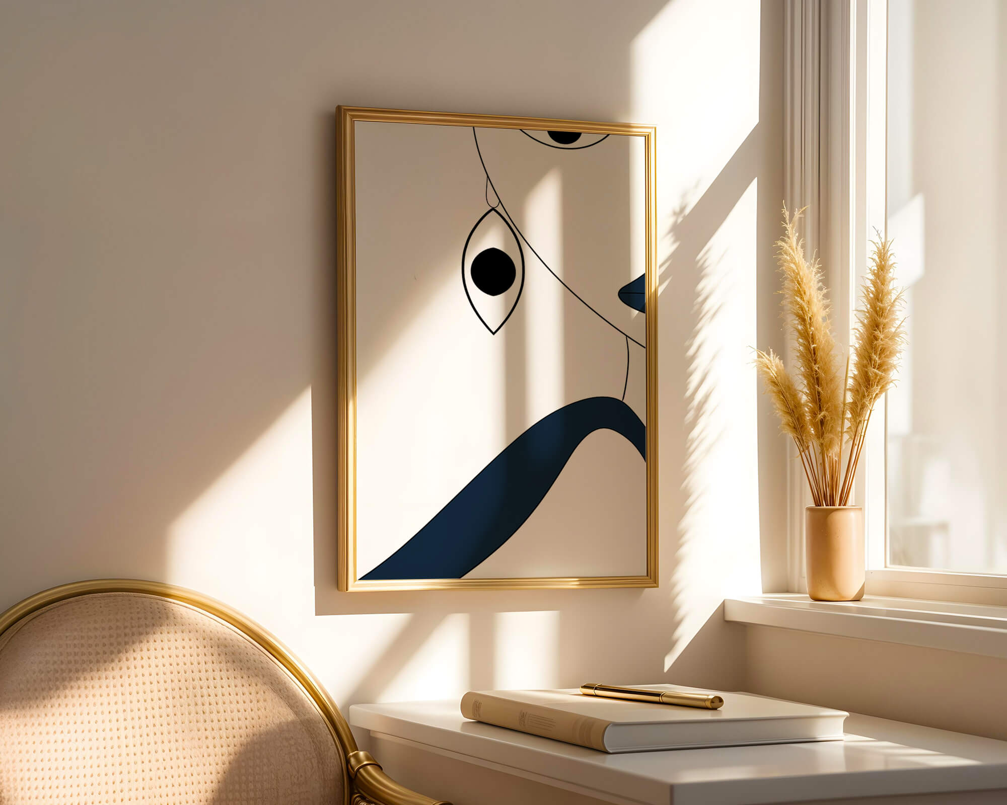 Abstract Minimalist Art with Geometric Shapes and Earring Detail - Mi tienda