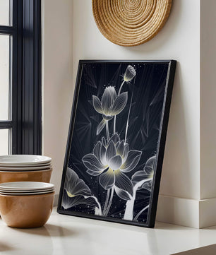 Elegant Abstract Lotus Flowers with Geometric Patterns