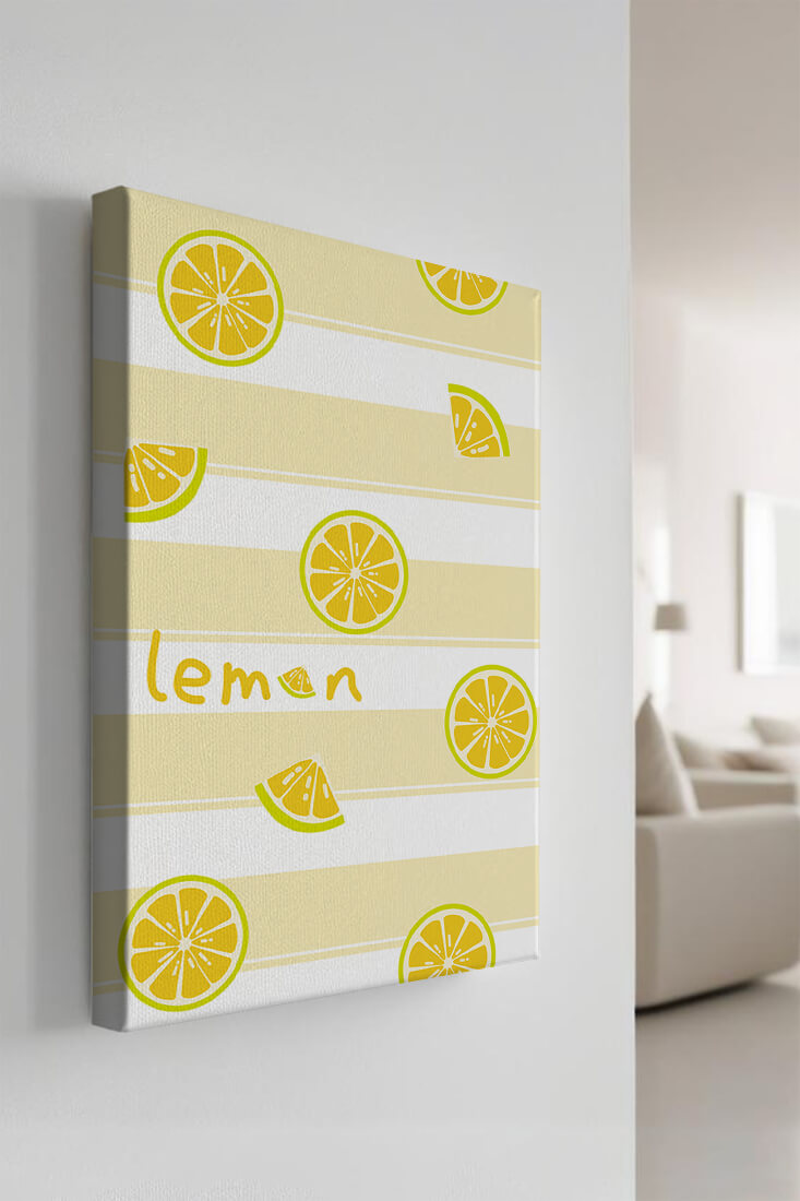 Yellow lemon slices pattern with bold stripes