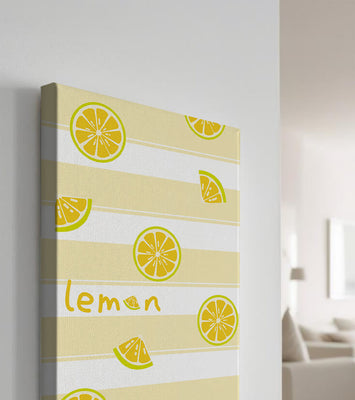 Yellow lemon slices pattern with bold stripes