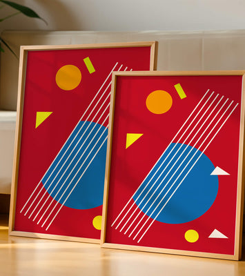 Abstract geometric shapes with bold colors and lines