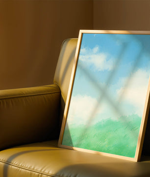 Un paisaje sereno de cielo azul y césped verde