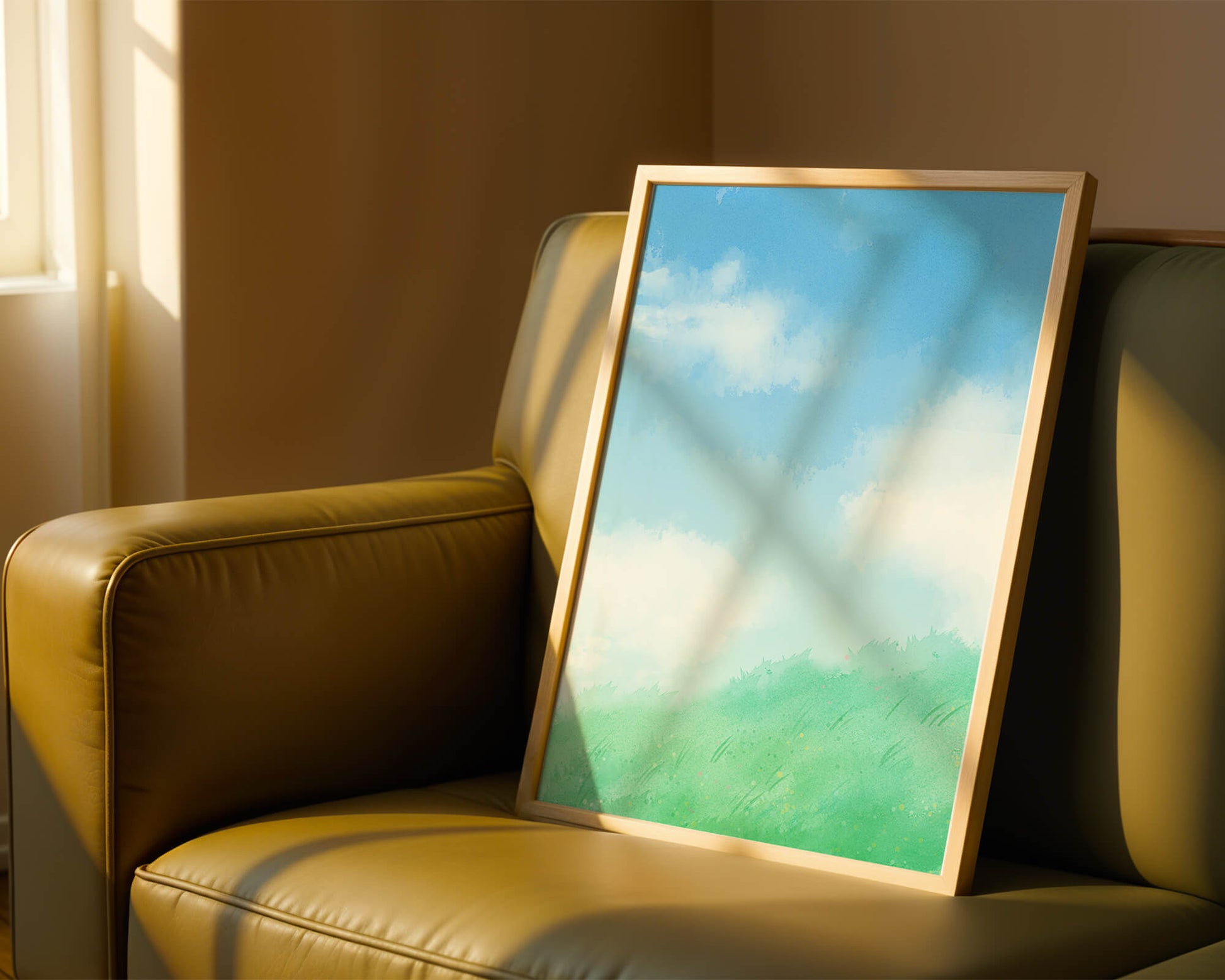 A Serene Landscape of Blue Sky and Green Grass